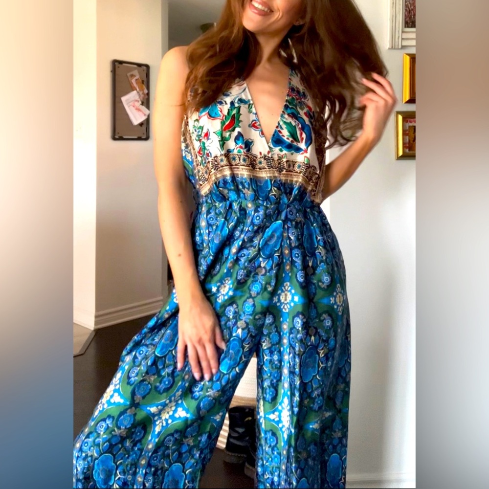 Elegant Blue Floral Jumpsuit